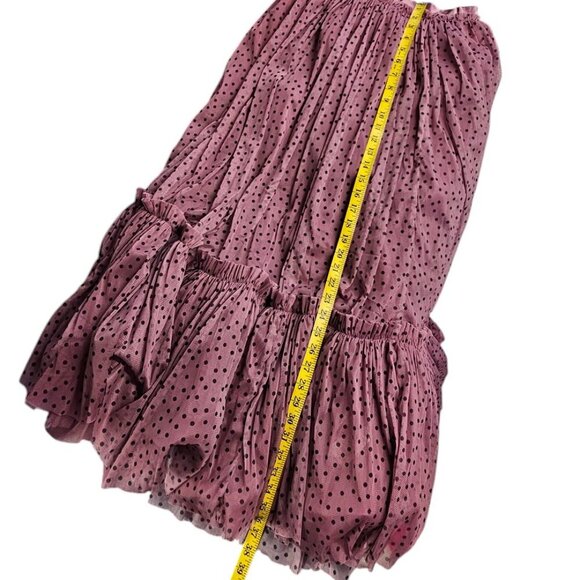 Anthropologie Maeve Tiered Tulle Maxi Skirt, Pull On, Poofy, Polka Dot, Small - Picture 6 of 9